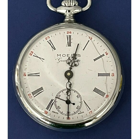 Moeris Grand Prix 17j Swiss movement pocket watch w aviation engravement runs